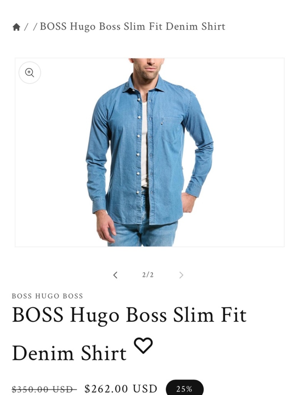 Hugo Boss Light Blue Casual Denim Button-Down Shirt
